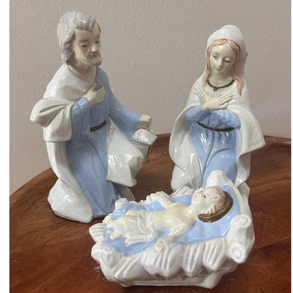 Vintage Paper Mache Jesus, Mary and‎ Joseph Christmas Nativity Japan